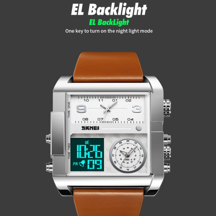 SKMEI 2020 Square Large Dial Triple Movement Men Sports Watch(Black Shell Black Belt White Machine) - free shipping - PMC TechLife - Order now!