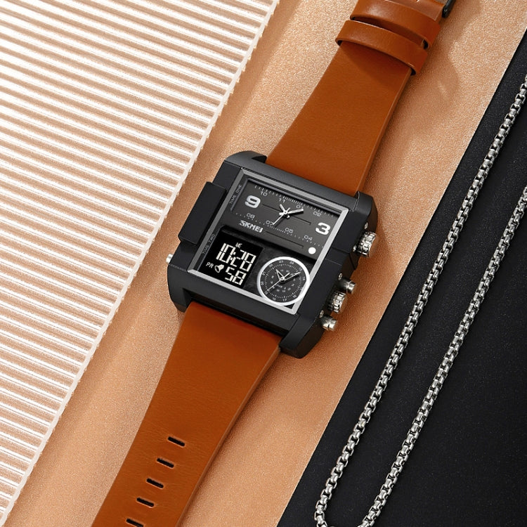 SKMEI 2020 Square Large Dial Triple Movement Men Sports Watch(Black Shell Black Belt White Machine) - free shipping - PMC TechLife - Order now!