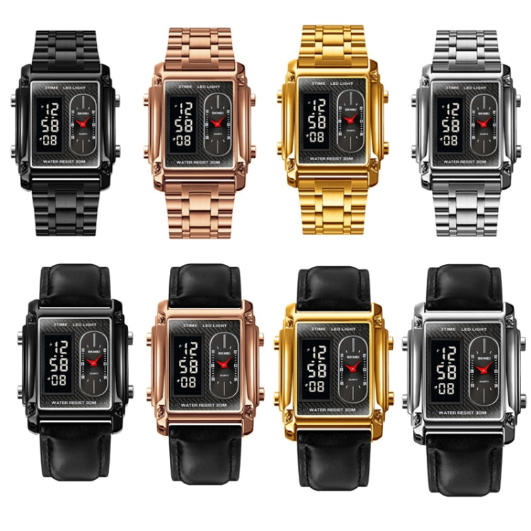 SKMEI 1868 Square Double Display Waterproof Men Watch, Style: Steel Belt (Silver) - free shipping - PMC TechLife - Order now!