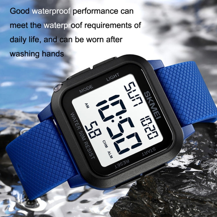 SKMEI 1894 Square Sports Waterproof Student Simple Multifunctional Luminous Watch(Blue White Machine) - free shipping - PMC TechLife - Order now!