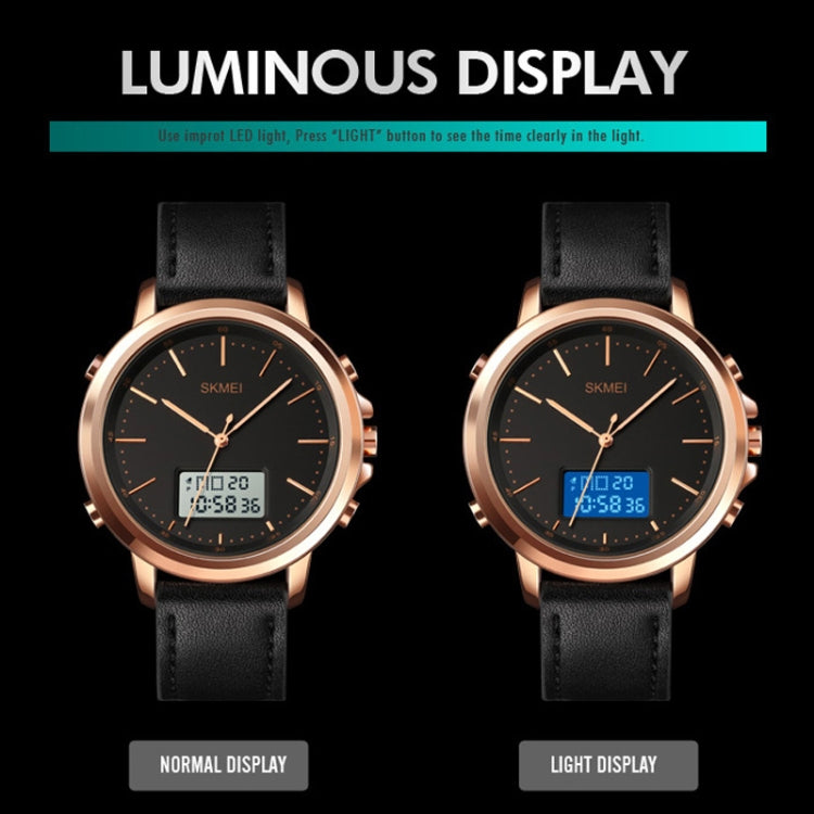 SKMEI 1652 Dual Movement Sports Leather Alloy Male Watch, Color: Rose Gold Shell Black Machine - free shipping - PMC TechLife - Order now!