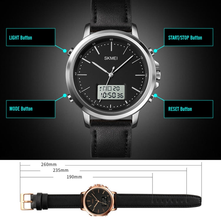 SKMEI 1652 Dual Movement Sports Leather Alloy Male Watch, Color: Gold Shell White Machine - free shipping - PMC TechLife - Order now!