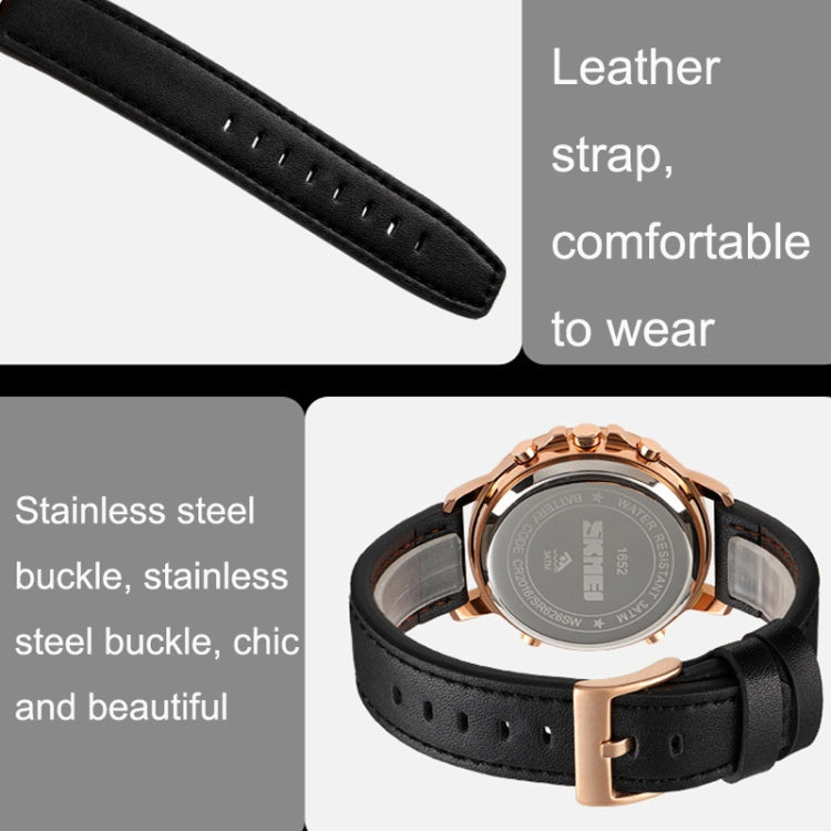 SKMEI 1652 Dual Movement Sports Leather Alloy Male Watch, Color: Gold Shell Black Machine - free shipping - PMC TechLife - Order now!