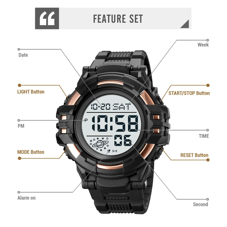 SKMEI 2003 Multifunctional Back Light Sports Watch Mens Countdown Date Alarm Clock Watch(Black White Machine) - free shipping - PMC TechLife - Order now!