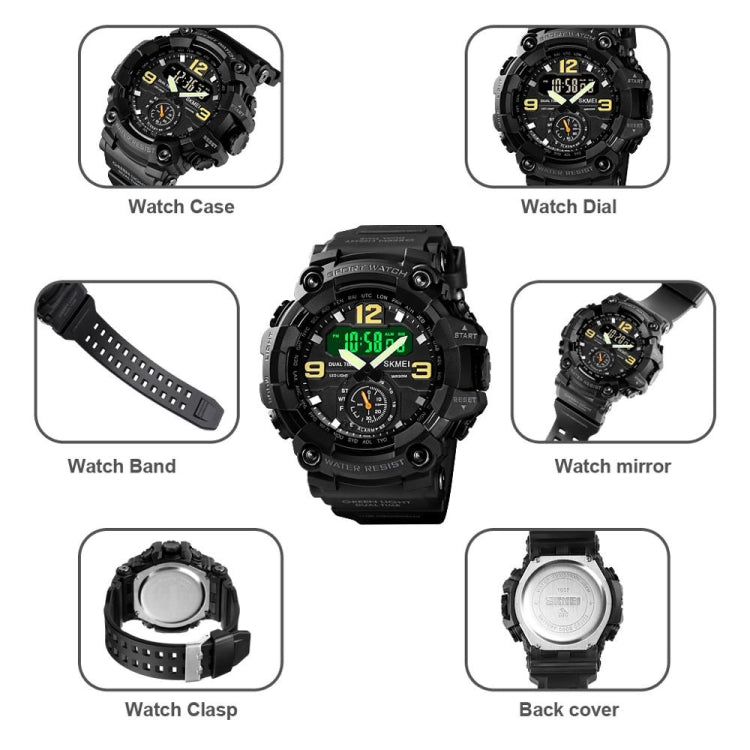 SKMEI 1637 Sports Digital Display Outdoor Shockproof Plastic Large Dial Men Watch, Color: Army Green - free shipping - PMC TechLife - Order now!