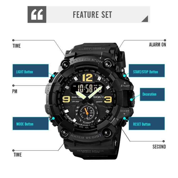 SKMEI 1637 Sports Digital Display Outdoor Shockproof Plastic Large Dial Men Watch, Color: Army Green Camouflage - free shipping - PMC TechLife - Order now!