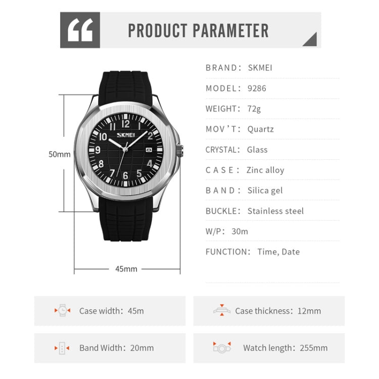 SKMEI 9286 Outdoor Sports Multifunctional Men Waterproof Quartz Watch(Black Belt  White Noodles) - free shipping - PMC TechLife - Order now!