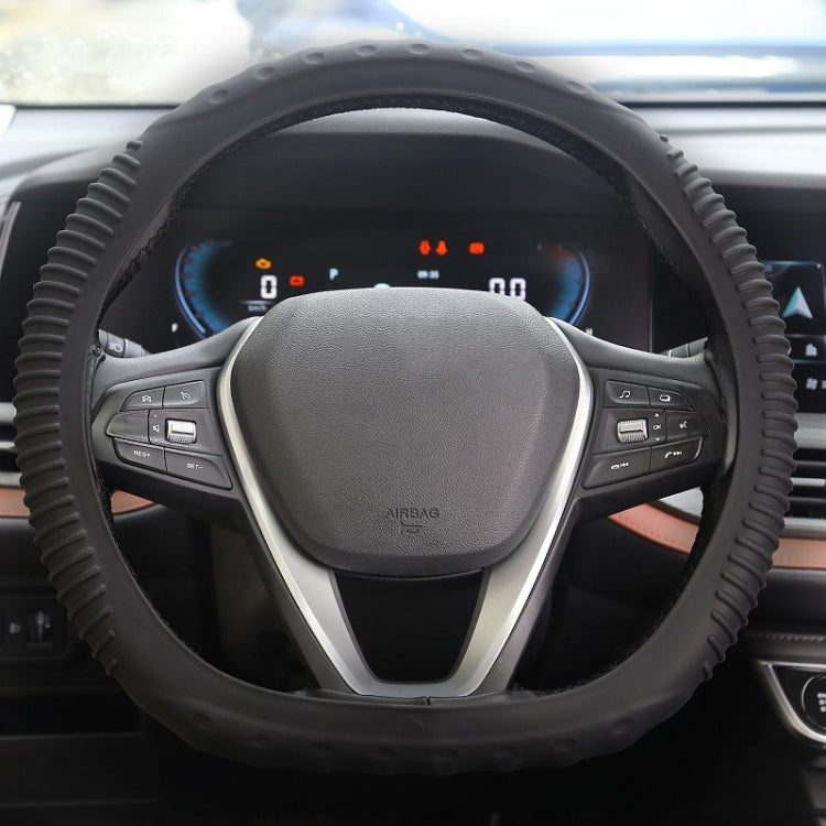 Silicone Non-slip Wear-resistant Concave Point Car Steering Wheel Cover, Size: 34-38cm(Black) - free shipping - PMC TechLife - Order now!
