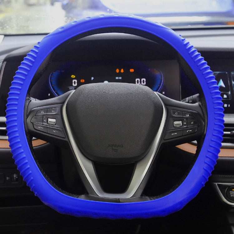 Silicone Non-slip Wear-resistant Concave Point Car Steering Wheel Cover, Size: 34-38cm(Blue) - free shipping - PMC TechLife - Order now!