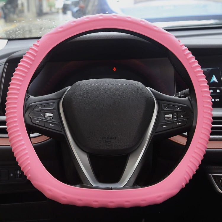 Silicone Non-slip Wear-resistant Concave Point Car Steering Wheel Cover, Size: 34-38cm(Light Pink) - Steering Wheel Accessories by PMC TechLife | Online Shopping South Africa | PMC TechLife | Buy Now Pay Later Mobicred