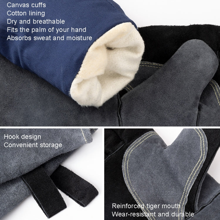 Cowhide BBQ Gloves Thickened Anti-hot Oven Welding Protection Gloves, Specification: A2415 16 inch Gray Black - Safety Gloves by PMC TechLife | Online Shopping South Africa | PMC TechLife