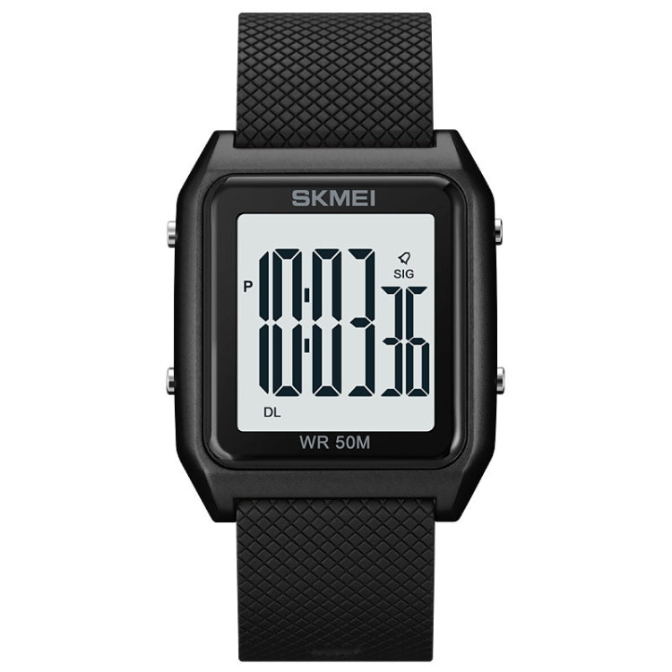 SKMEI 1866 Square Large Screen Men Steel Belt Multi-function Night Light Alarm Clock Watch(Black White Machine) - free shipping - PMC TechLife - Order now!