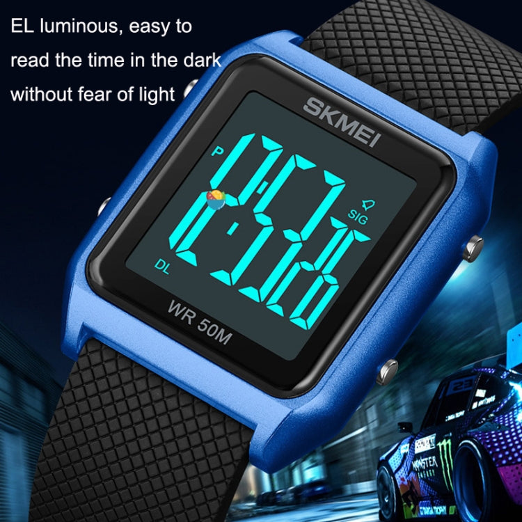 SKMEI 1866 Square Large Screen Men Steel Belt Multi-function Night Light Alarm Clock Watch(Black Black Machine) - free shipping - PMC TechLife - Order now!