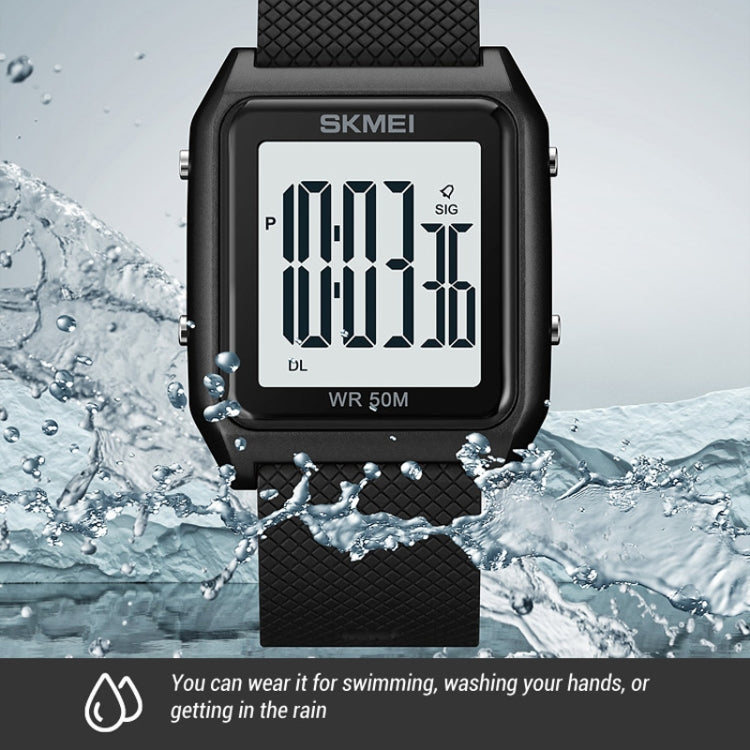 SKMEI 1866 Square Large Screen Men Steel Belt Multi-function Night Light Alarm Clock Watch(Gold Black Machine) - free shipping - PMC TechLife - Order now!