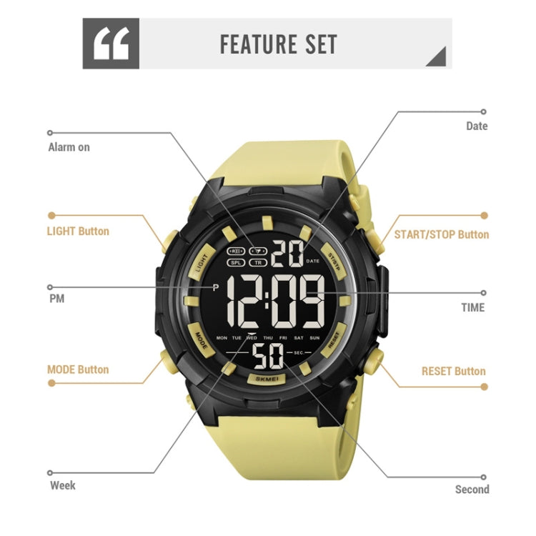 SKMEI 1845 Outdoor Waterproof Large Dial Multifunctional Sports Men Watch(Yellow) - free shipping - PMC TechLife - Order now!