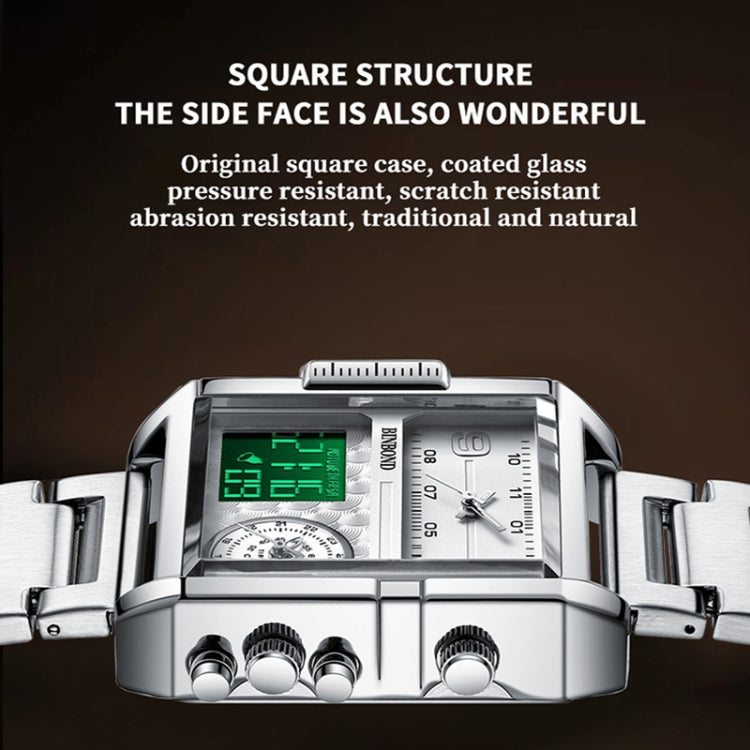 BINBOND B3332 Square Multifunctional Sports Quartz Waterproof Watch(Full-gold-Black) - free shipping - PMC TechLife - Order now!