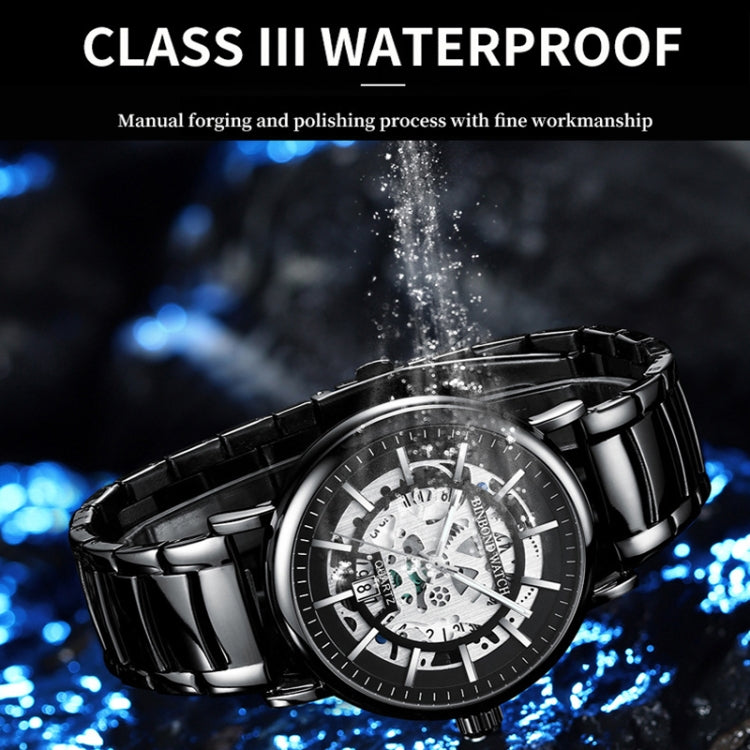 BINBOND B7872 Multifunctional Hollow Luminous Waterproof Quartz Watch, Color: Black Steel-Black-White - free shipping - PMC TechLife - Order now!