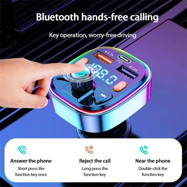 Q5 3.1A USB+PD Bluetooth Car Charger Car FM Transmitter Colorful Lighting - Bluetooth Car Kits by PMC TechLife | Online Shopping South Africa | PMC TechLife | Buy Now Pay Later Mobicred