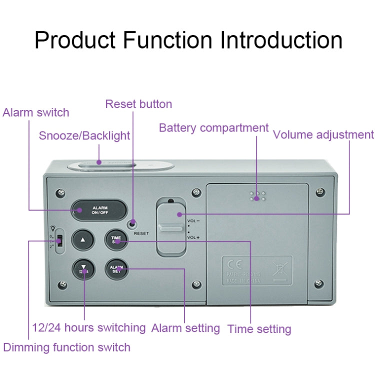 8890H Multifunctional Photosensitive Bedside Small Alarm Clock LCD Screen Digital Clock(White) - Alarm Clocks by PMc TechLife | Online Shopping South Africa | PMc TechLife | Buy Now Pay Later Mobicred