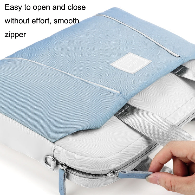 13.3-14 inch Computer Handheld Messenger Bag For Apple MacBook / Huawei / Xiaomi / Basne(Ladder tape light blue+gray PU power package) - 13.3 inch by PMC TechLife | Online Shopping South Africa | PMC TechLife | Buy Now Pay Later Mobicred