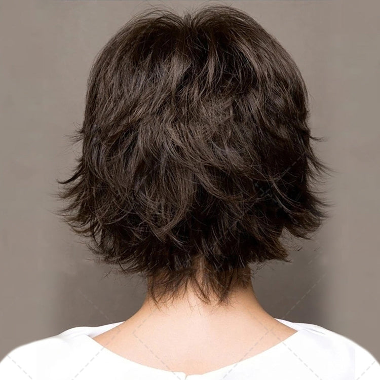 WIG-396 Ladies Fluffy Short Curved Head Set Chemical Fiber Wig(Black Brown+Gold Yellow) - free shipping - PMC TechLife - Order now!