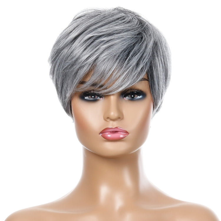 Wig-332 Silver Gray Ladies Short Straight Hair Wig High Temperature Silk Chemical Fiber Headgear - free shipping - PMC TechLife - Order now!