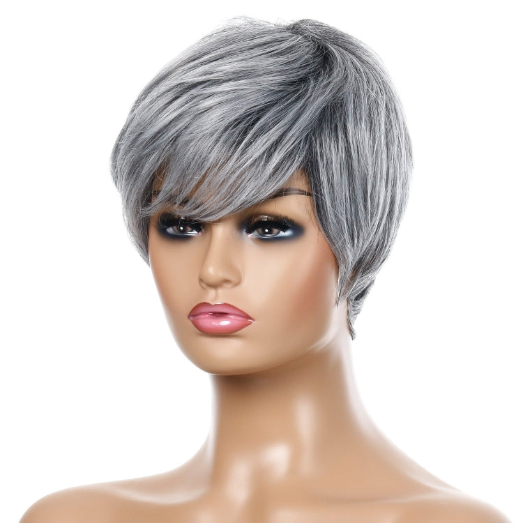 Wig-332 Silver Gray Ladies Short Straight Hair Wig High Temperature Silk Chemical Fiber Headgear - free shipping - PMC TechLife - Order now!