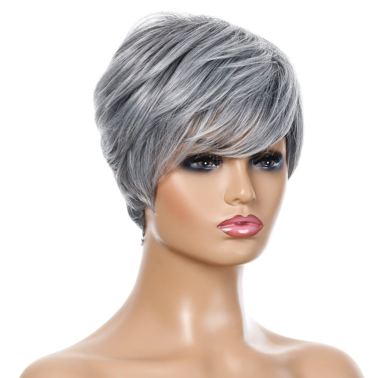 Wig-332 Silver Gray Ladies Short Straight Hair Wig High Temperature Silk Chemical Fiber Headgear - free shipping - PMC TechLife - Order now!