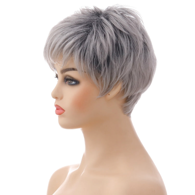 Wig-335 Mixed Silver Gray Ladies Short Straight Hair Wig High Temperature Silk Chemical Fiber Headgear - free shipping - PMC TechLife - Order now!