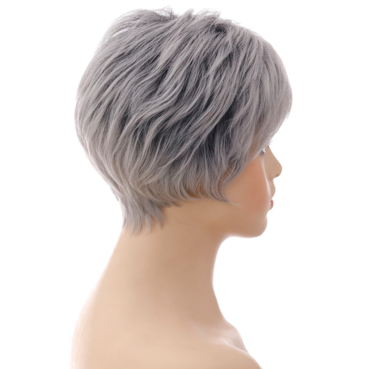 Wig-335 Mixed Silver Gray Ladies Short Straight Hair Wig High Temperature Silk Chemical Fiber Headgear - free shipping - PMC TechLife - Order now!