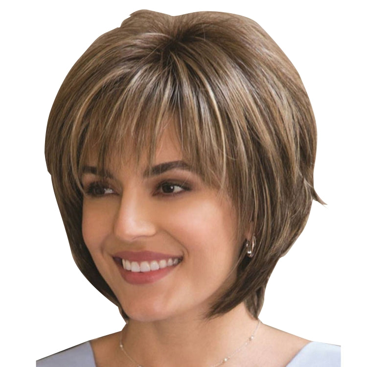Wig-381 Brown Mixed Light Gold Women High Temperature Silk Curly Short Hair Wig - free shipping - PMC TechLife - Order now!