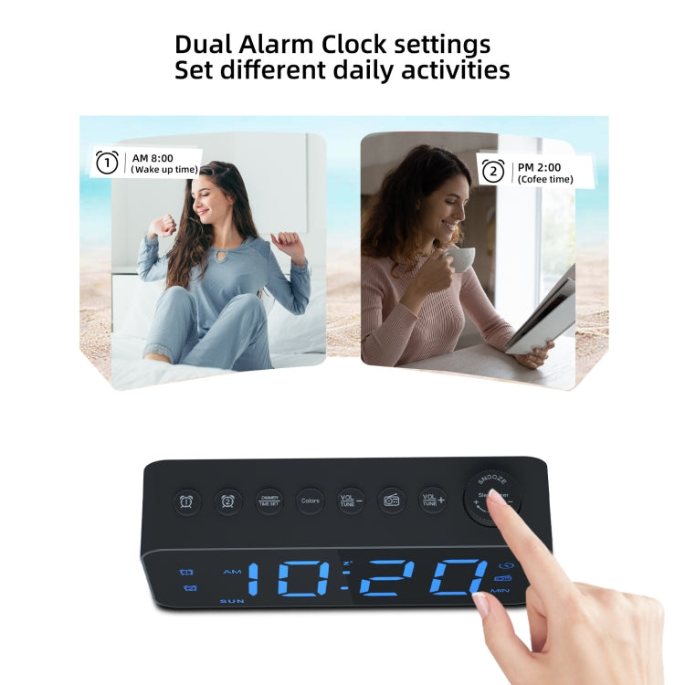 RGB Color Changing LED Digital Alarm Clock with FM Radio Built-in 8 Natural Music(White) - Alarm Clocks by PMc TechLife | Online Shopping South Africa | PMc TechLife | Buy Now Pay Later Mobicred