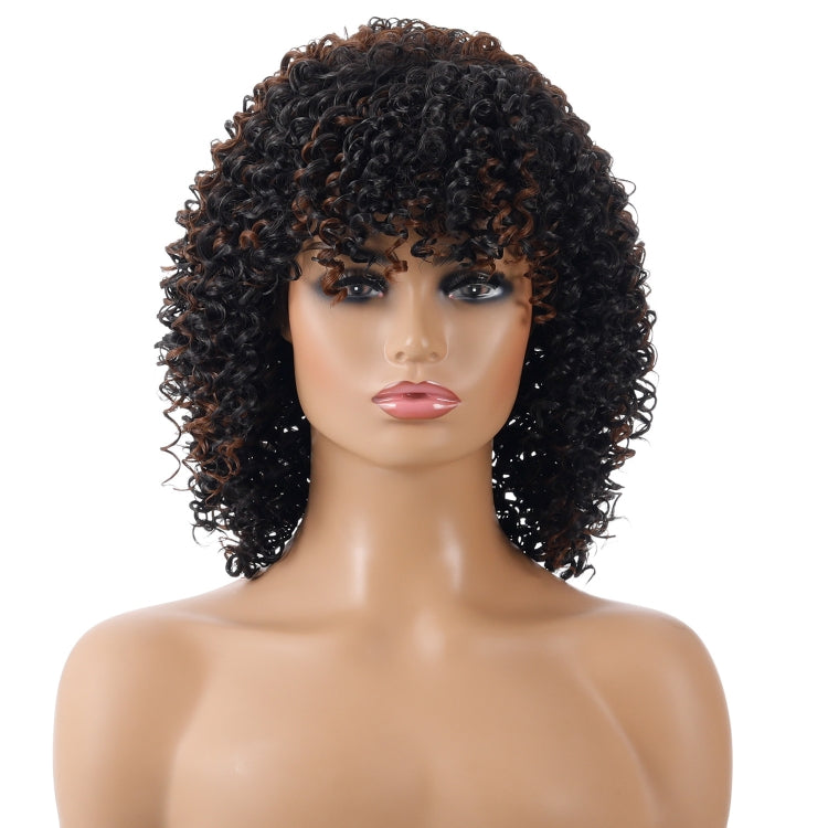 WIG-T130H Ladies Short Curly Hair High Temperature Silk Wig Chemical Fiber Headgear(Black Brown) - free shipping - PMC TechLife - Order now!
