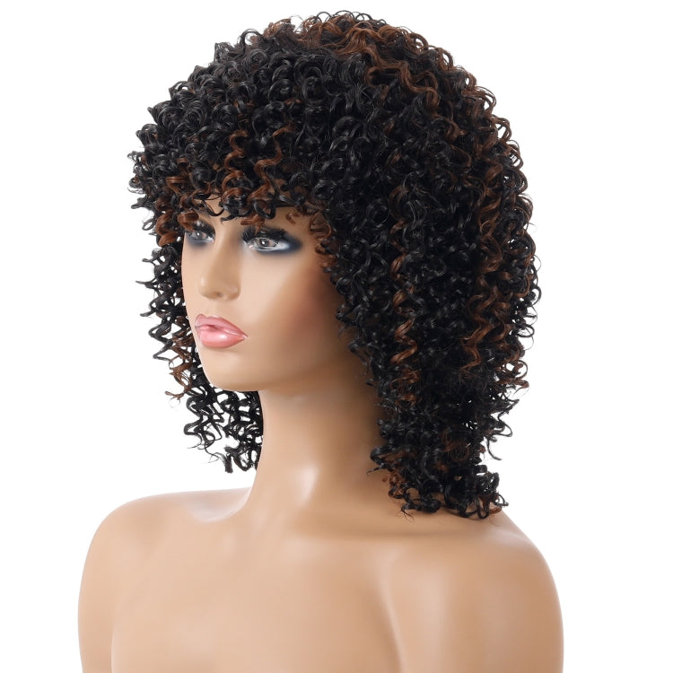 WIG-T130H Ladies Short Curly Hair High Temperature Silk Wig Chemical Fiber Headgear(Black Brown) - free shipping - PMC TechLife - Order now!