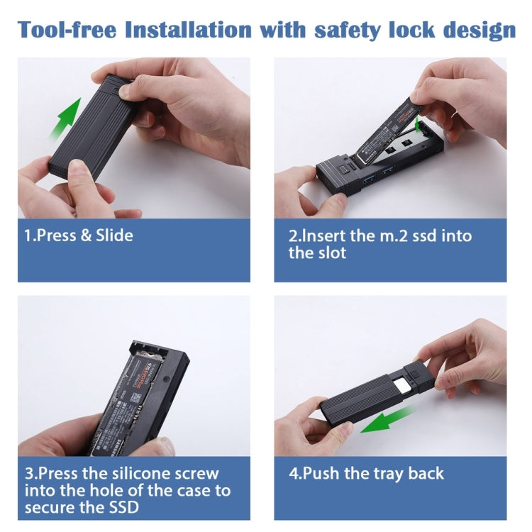 M.2 NVME SATA SSD Enclosure Adapter With 4 In 1 Hub USB 3.2 Gen 2 10Gbps HDD Adapter Support SD/TF Cardread(Black) - HDD Enclosure by PMC Jewellery | Online Shopping South Africa | PMC Jewellery | Buy Now Pay Later Mobicred