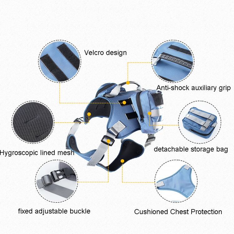 Dog Explosion-proof Chest Strap With Detachable Combination Backpack, Size: S(Lake Blue) - Leashes & Chest Strap by PMC TechLife | Online Shopping South Africa | PMC TechLife | Buy Now Pay Later Mobicred