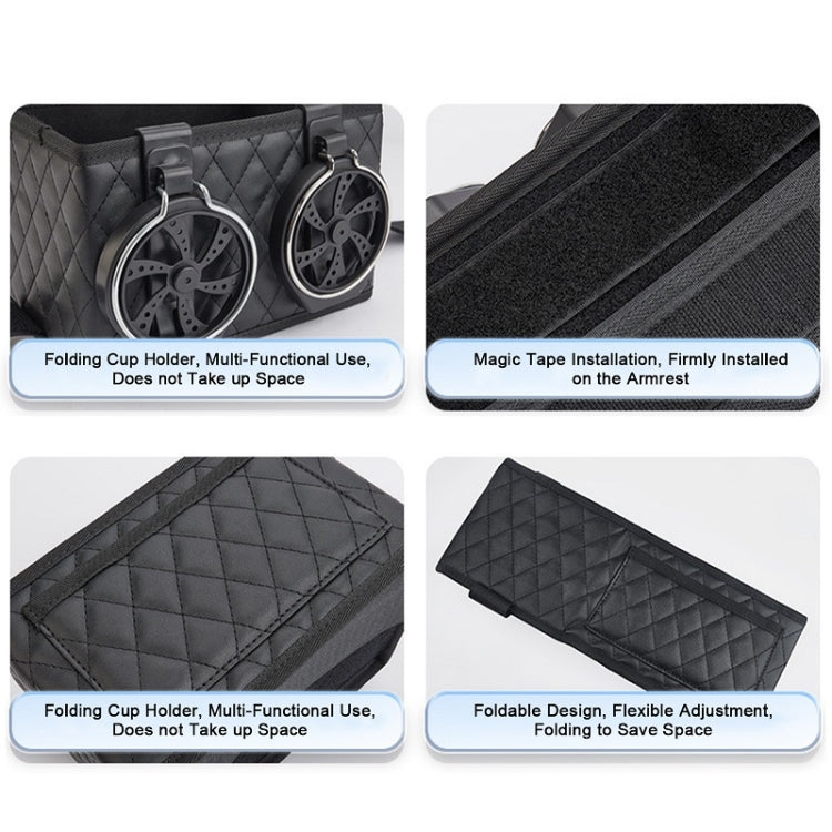 Car Armrest Box Folding Storage Box Multifunctional Water Cup Holder(Leather Black) - Stowing Tidying by PMC TechLife | Online Shopping South Africa | PMC TechLife | Buy Now Pay Later Mobicred