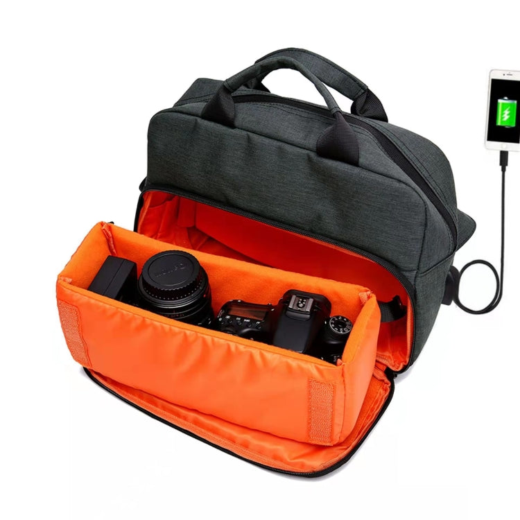SLR Camera Bag Men Crossbody  Photography Bag Waterproof Carrying Case with USB Charging Port, Size: Small - Strap Satchel by PMC TechLife | Online Shopping South Africa | PMC TechLife | Buy Now Pay Later Mobicred