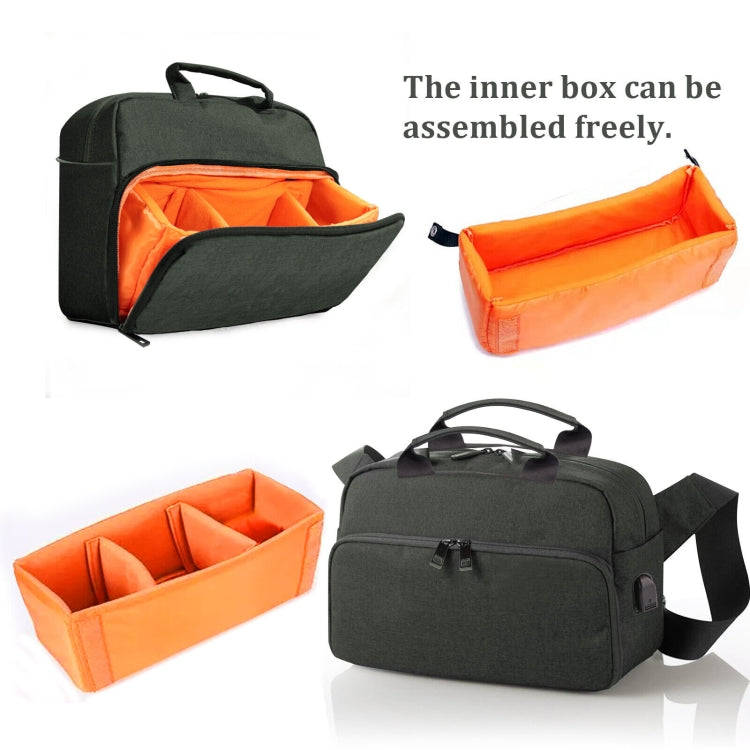 SLR Camera Bag Men Crossbody  Photography Bag Waterproof Carrying Case with USB Charging Port, Size: Small - Strap Satchel by PMC TechLife | Online Shopping South Africa | PMC TechLife | Buy Now Pay Later Mobicred