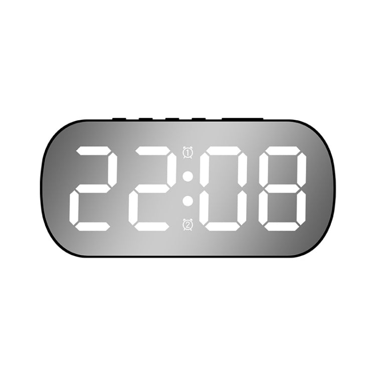 6637 LED Digital Display Temperature Electronic Clock Desktop Mirror Alarm Clock(Black White Light) - Alarm Clocks by PMc TechLife | Online Shopping South Africa | PMc TechLife | Buy Now Pay Later Mobicred