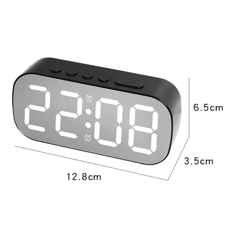 6637 LED Digital Display Temperature Electronic Clock Desktop Mirror Alarm Clock(White Green Light) - Alarm Clocks by PMc TechLife | Online Shopping South Africa | PMc TechLife | Buy Now Pay Later Mobicred