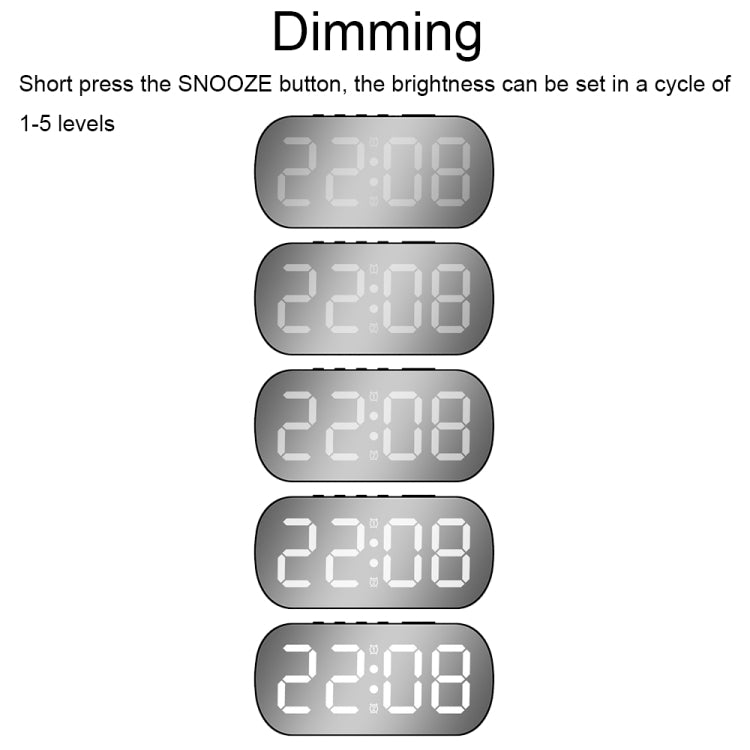 6637 LED Digital Display Temperature Electronic Clock Desktop Mirror Alarm Clock(White Green Light) - Alarm Clocks by PMc TechLife | Online Shopping South Africa | PMc TechLife | Buy Now Pay Later Mobicred
