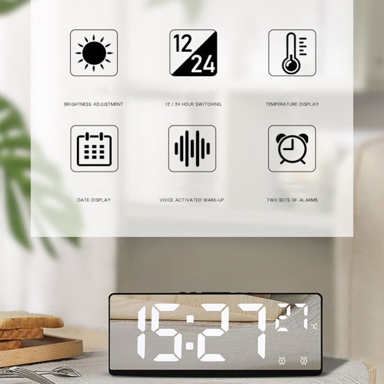6631 LED Digital Display Multifunctional Electronic Clock Desktop Temperature Mirror Alarm Clock(Red Light) - Alarm Clocks by PMc TechLife | Online Shopping South Africa | PMc TechLife | Buy Now Pay Later Mobicred