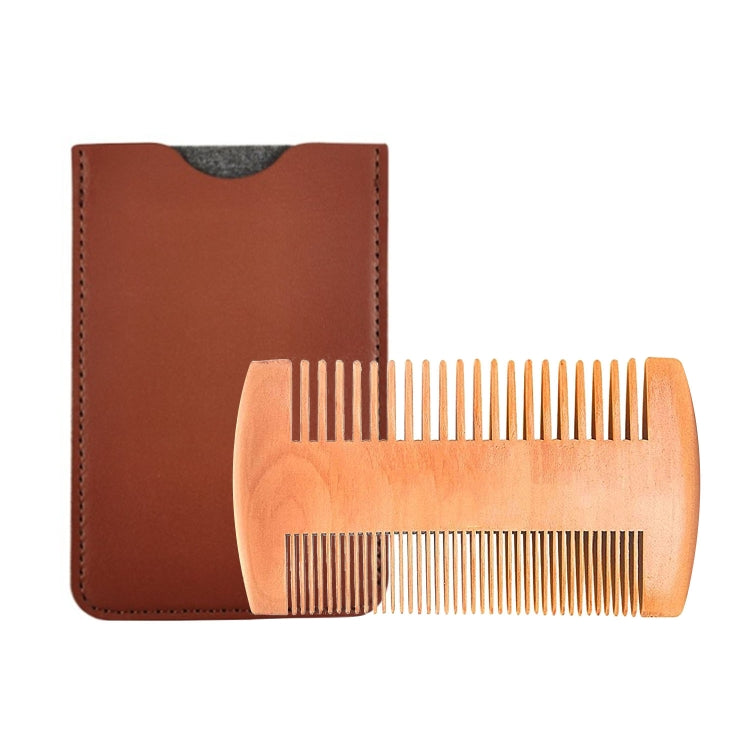 TW-BC90 Beard Wooden Comb Beard Shape Double-Sided Comb With PU Leather Case - Hair Trimmer by PMC TechLife | Online Shopping South Africa | PMC TechLife | Buy Now Pay Later Mobicred