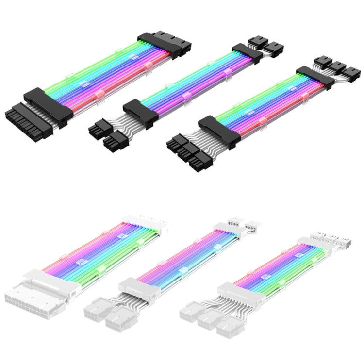 24pin Motherboard Power Supply Light Wire Black 5V ARGB Neon Color Line - PCIE Cable by PMC TechLife | Online Shopping South Africa | PMC TechLife | Buy Now Pay Later Mobicred