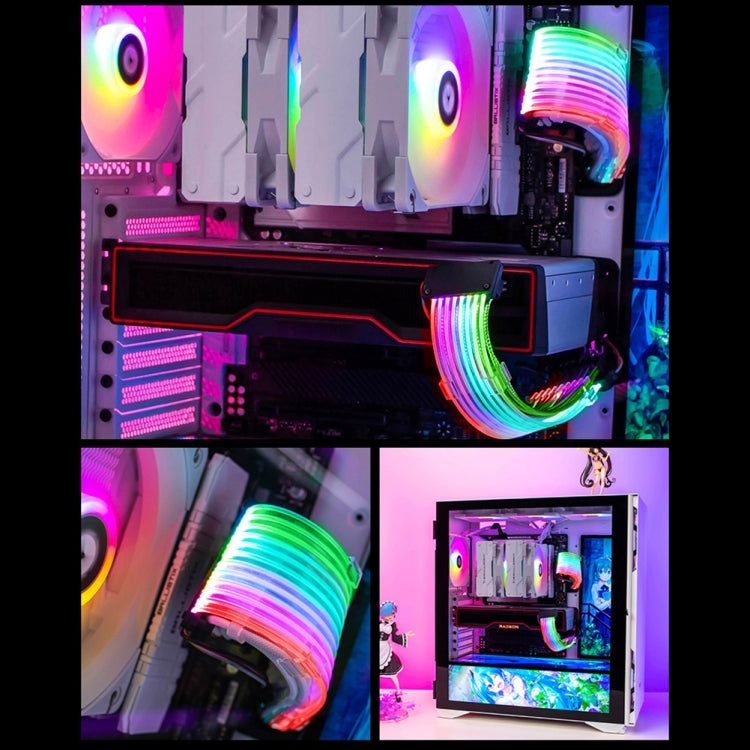 Double 8pin Graphics Card Power Supply Wire White 5V ARGB Neon Color Line - PCIE Cable by PMC TechLife | Online Shopping South Africa | PMC TechLife | Buy Now Pay Later Mobicred