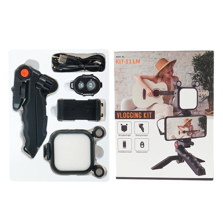 KIT-11LM Tripod Fill Light With Microphone Vlogging Kit For Live Phone Recording(Black) - Stand by PMC TechLife | Online Shopping South Africa | PMC TechLife | Buy Now Pay Later Mobicred