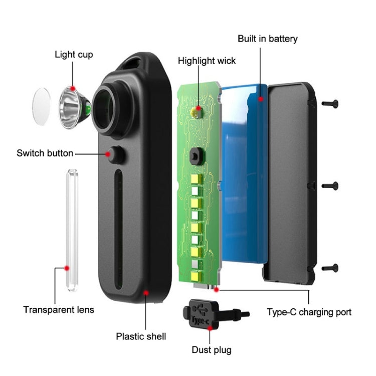 Bicycle Tail Light Type-C Rechargeable Outdoor Warning Light With Pen Clip(W677 Black Iron Box) - Taillights by PMC TechLife | Online Shopping South Africa | PMC TechLife | Buy Now Pay Later Mobicred