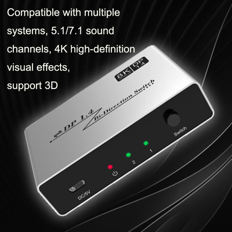 8K 60HZ 1.4V 2 In 1 Out DP Bidirectional Switcher(Grey) - free shipping - PMC Jewellery - Order now!