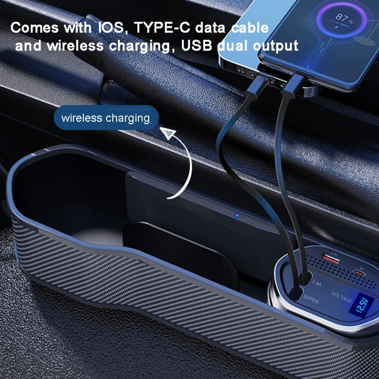 Vehicle Seat Gap Storage Box Organizer Front Seat Console Side Pocket ,Spec: No Wireless Charging Ordinary Wire - Stowing Tidying by PMC TechLife | Online Shopping South Africa | PMC TechLife | Buy Now Pay Later Mobicred